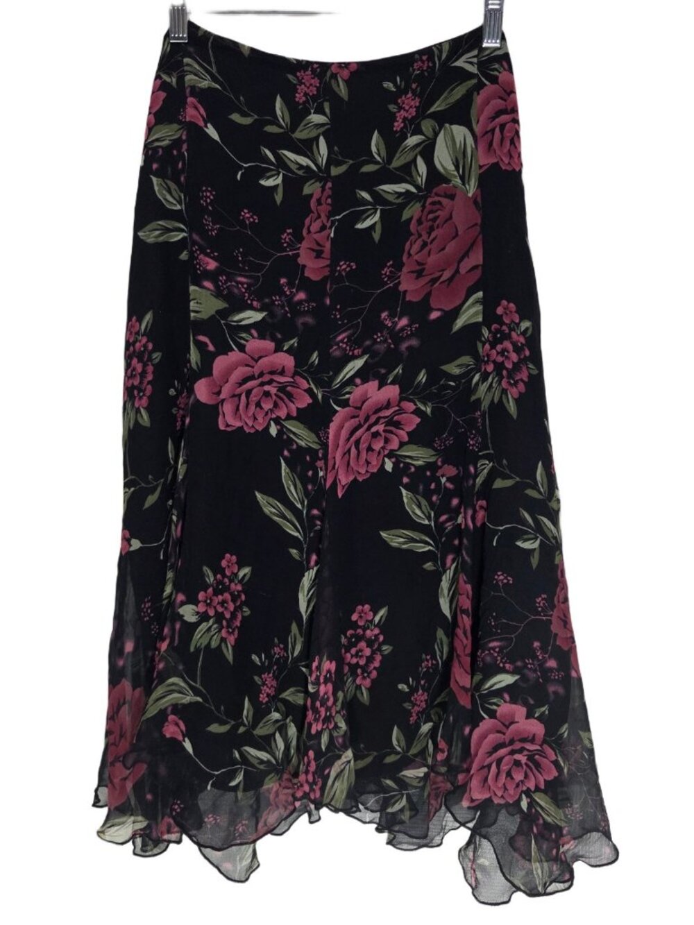 Vtg Y2K 90s Silk Floral Skirt 18W Whimsigoth Witchy Vampy Fairy Grunge